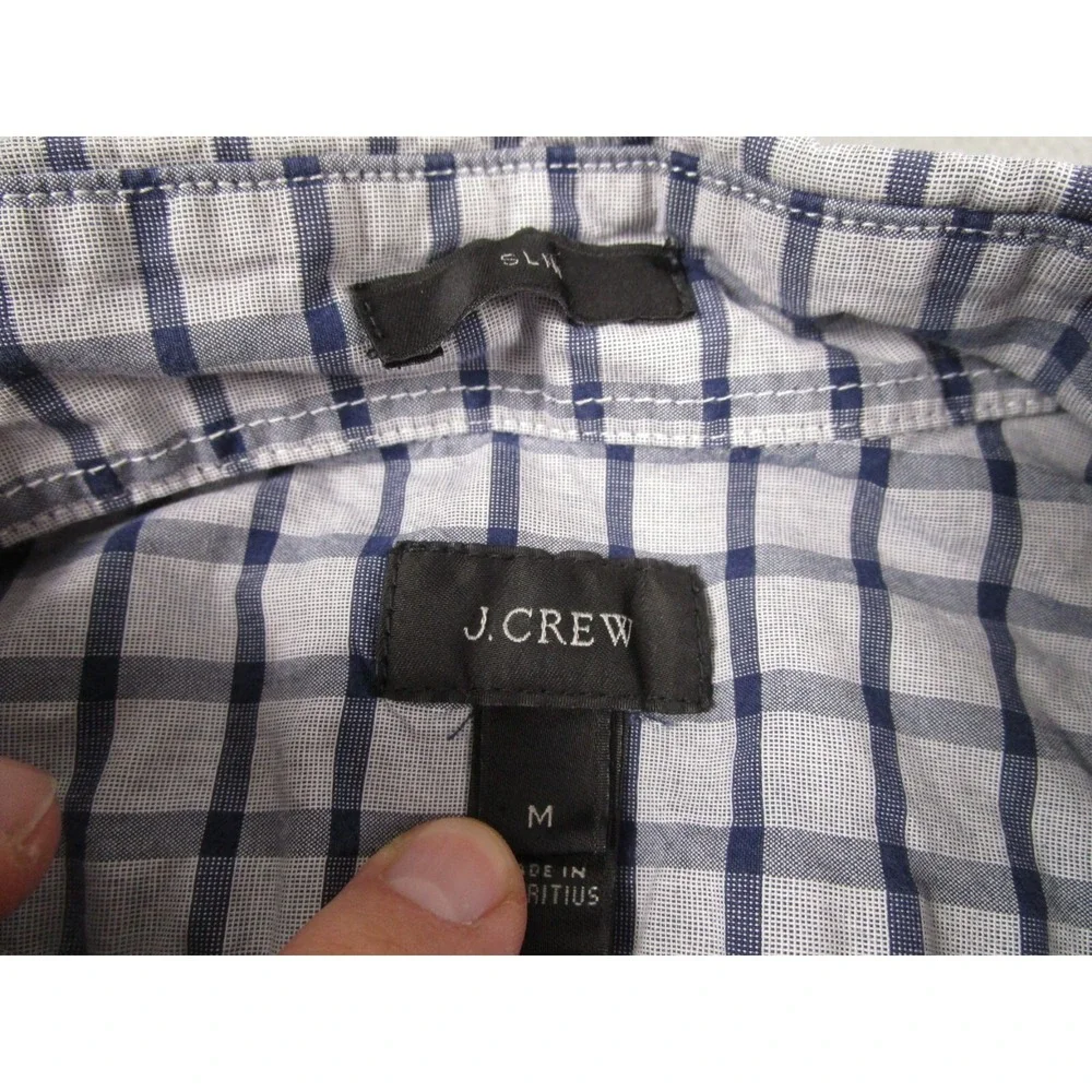 J Crew Shirt Mens Medium‎ Gray Checked Slim Fit Button Down Preppy Long Sleeve
